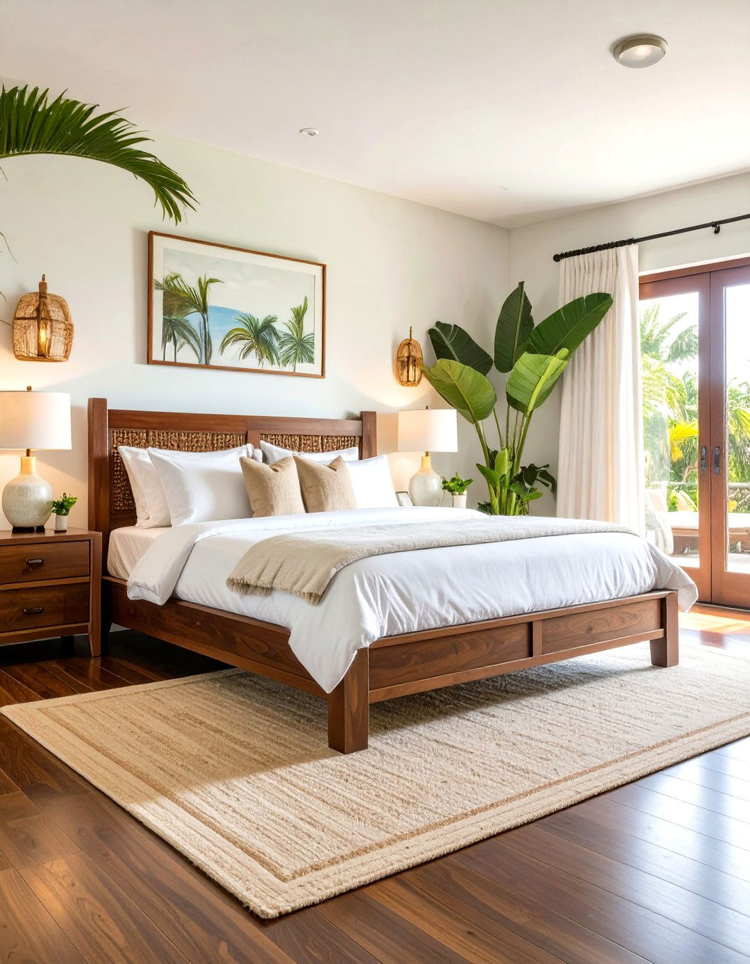 Tropical Bedroom with Dark Wood Elements - 30 tropical bedroom ideas