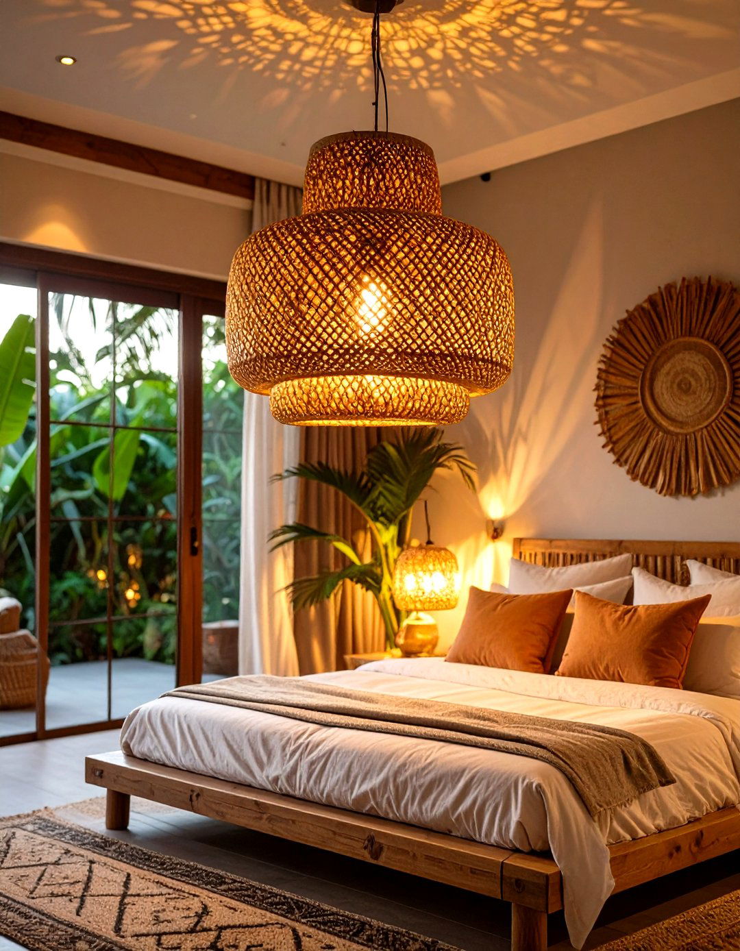 Tropical Bedroom with Woven Pendant Lights - 30 tropical bedroom ideas
