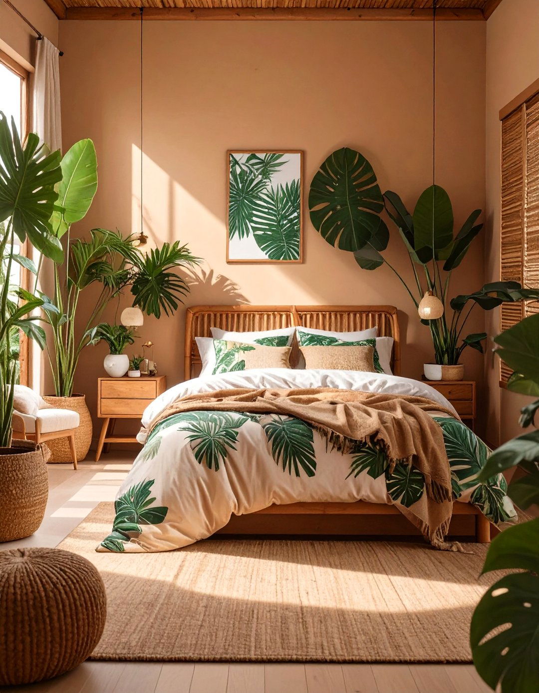 Tropical Brown and Green Bedroom - 30 brown bedroom ideas