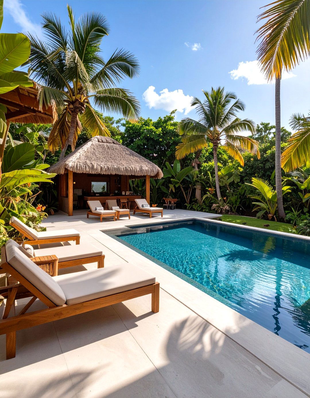 Tropical Concrete Deck with a Plunge Pool