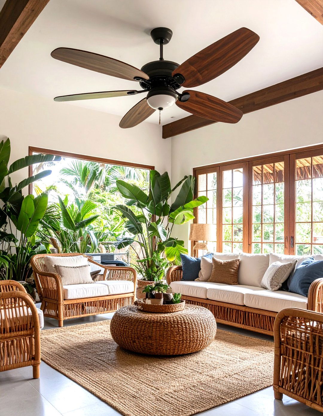 Tropical Fan and Light living room ceiling lighting - 30 living room ceiling lighting ideas