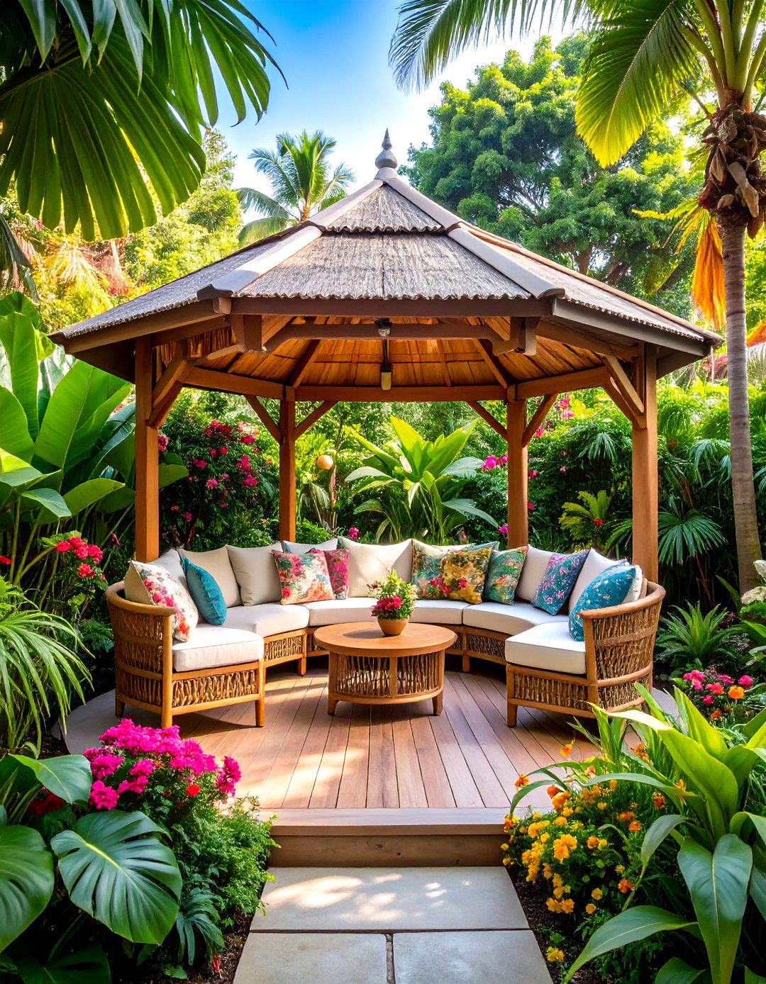 Tropical Garden Gazebo - 30 outdoor sitting area ideas
