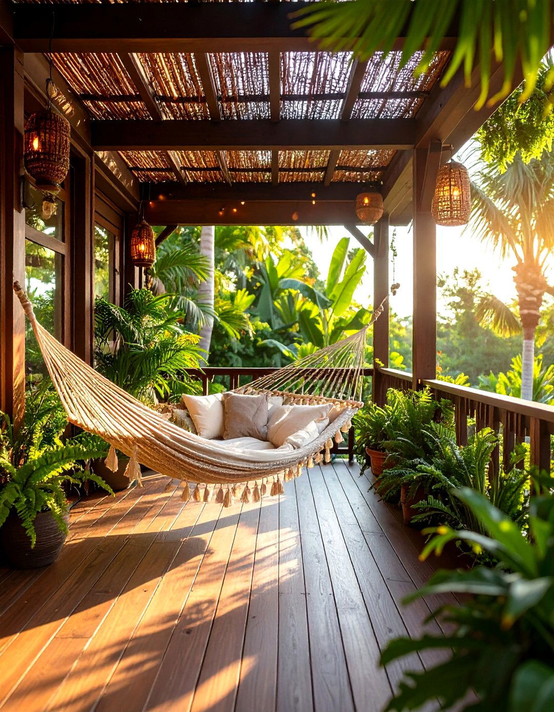 Tropical Getaway Screened Deck - 30 inexpensive screened in deck ideas