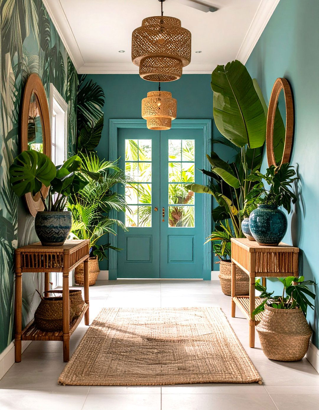Tropical Hallway with Lush Greenery - 30 hallway design ideas