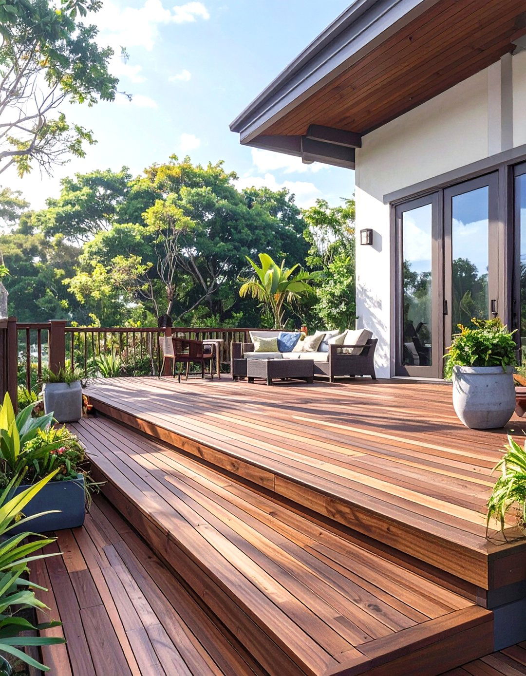 Tropical Hardwood Horizontal Slats - 30 horizontal deck skirting ideas