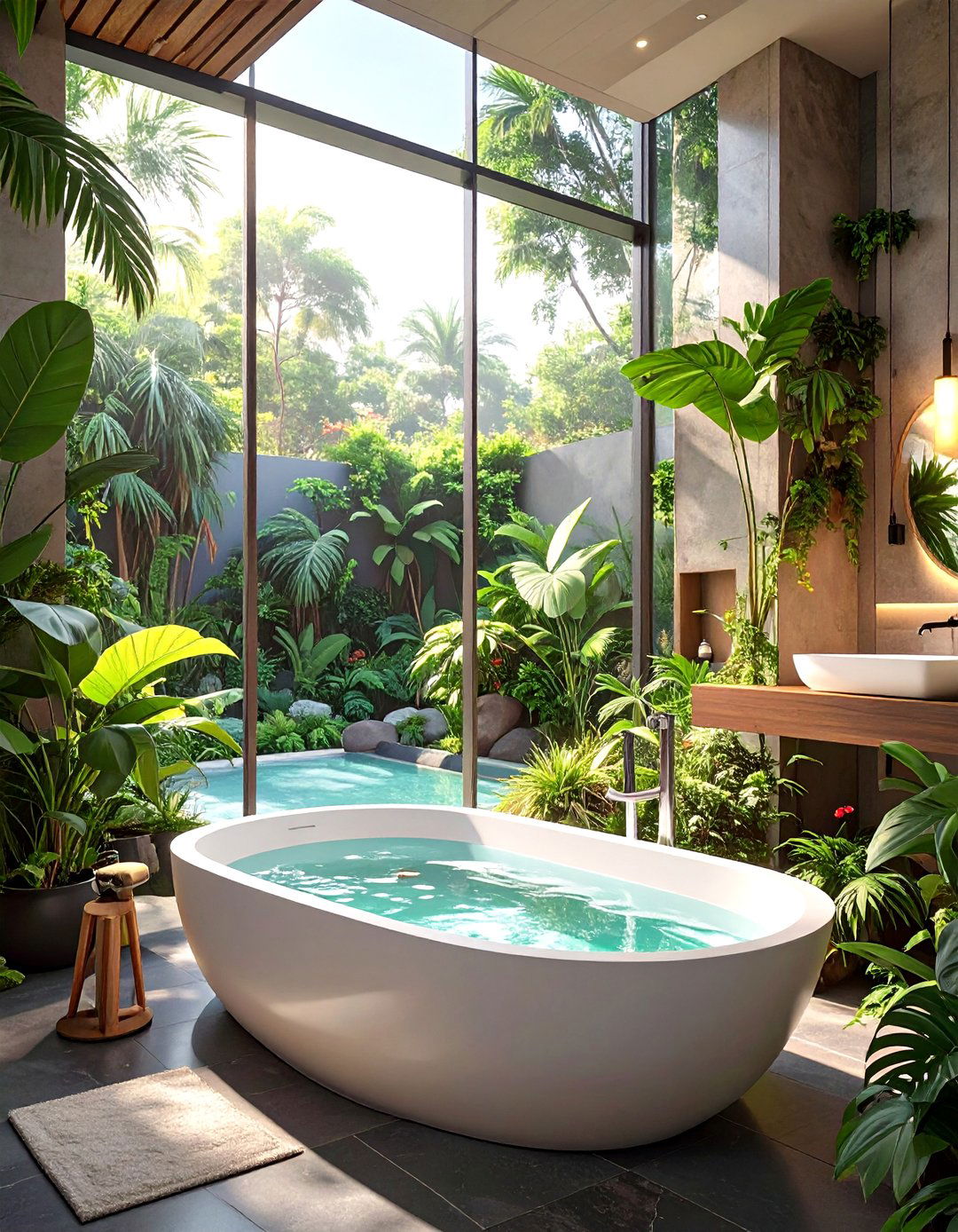 Tropical Indoor Outdoor Bathroom Tub - 30 bathroom tub ideas
