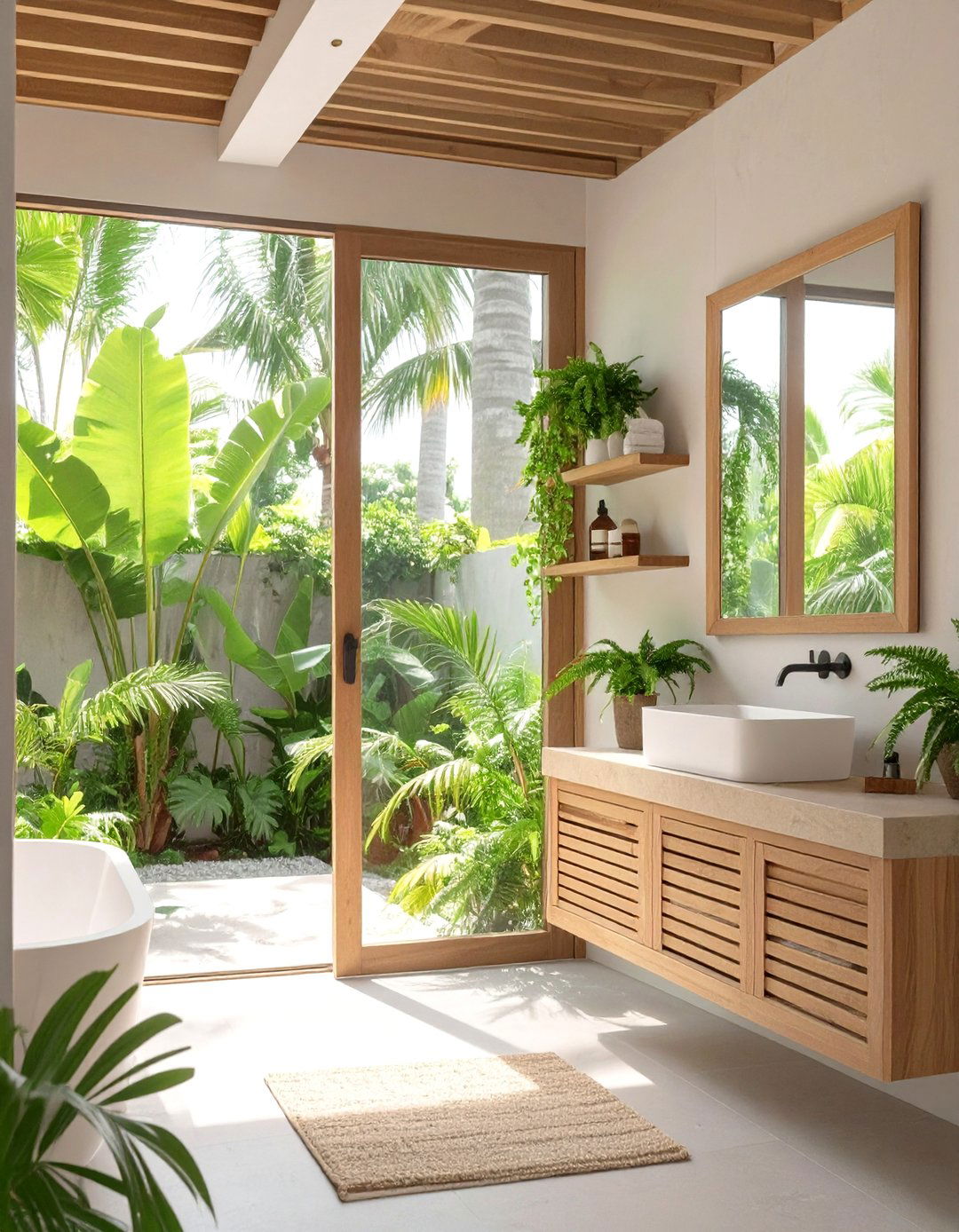 Tropical Indoor Outdoor Bathroom - 30 bathroom furniture ideas