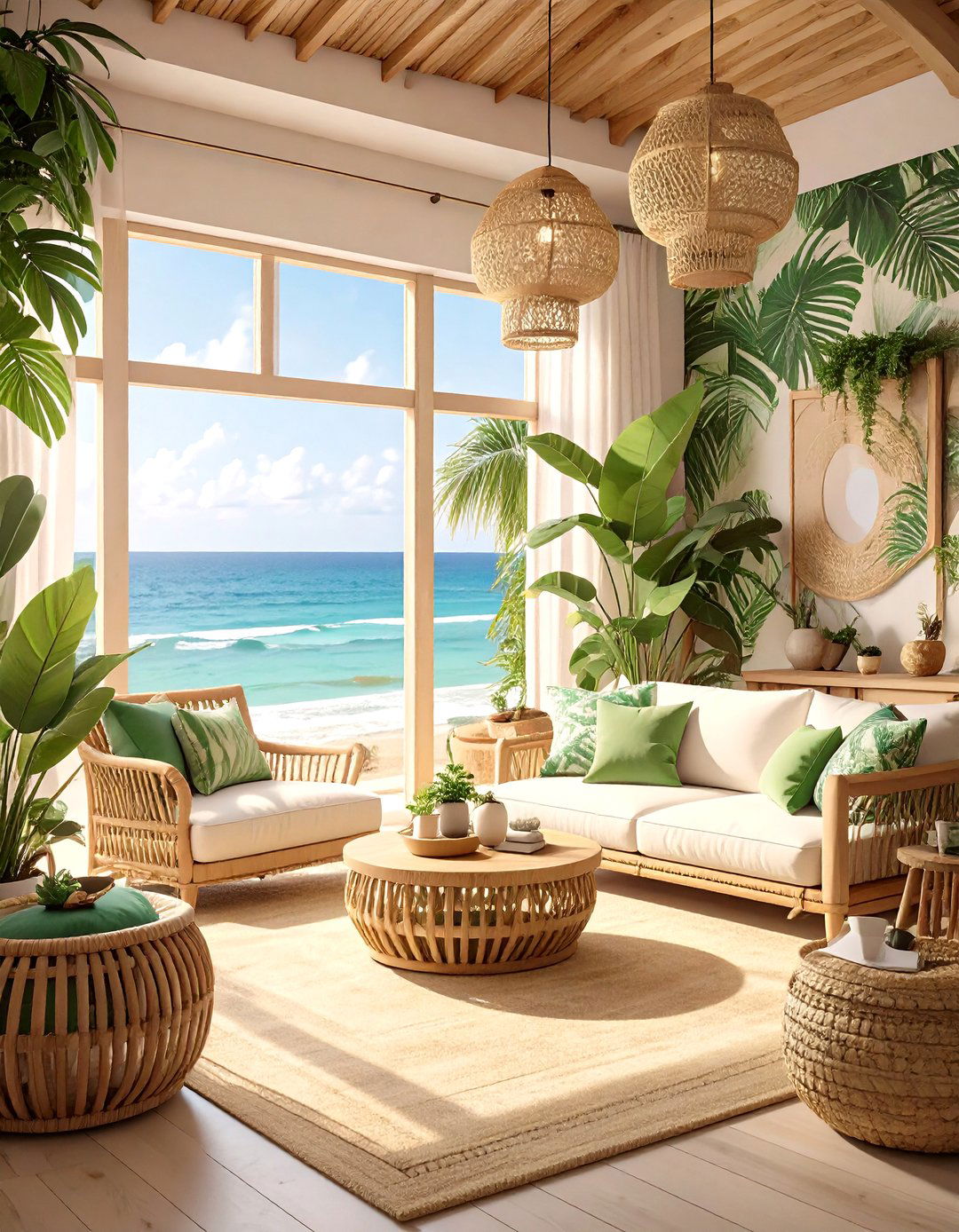 Tropical Island Coastal Living Room - 30 coastal living room ideas