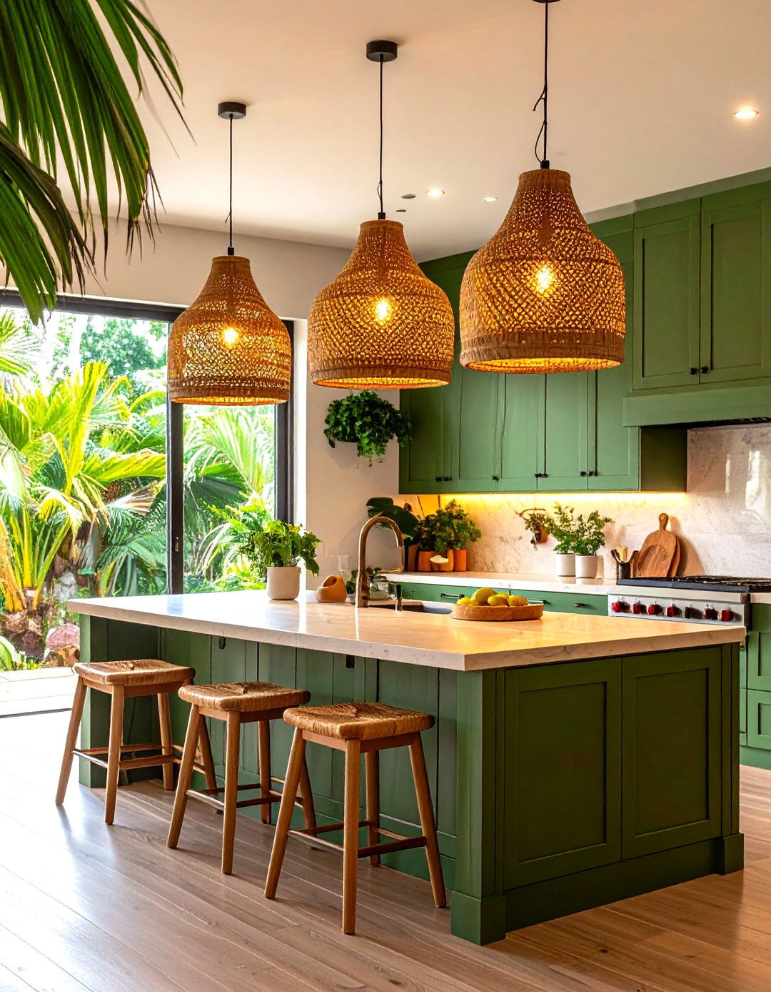 Tropical Kitchen Bamboo Pendants - 30 kitchen lights ideas