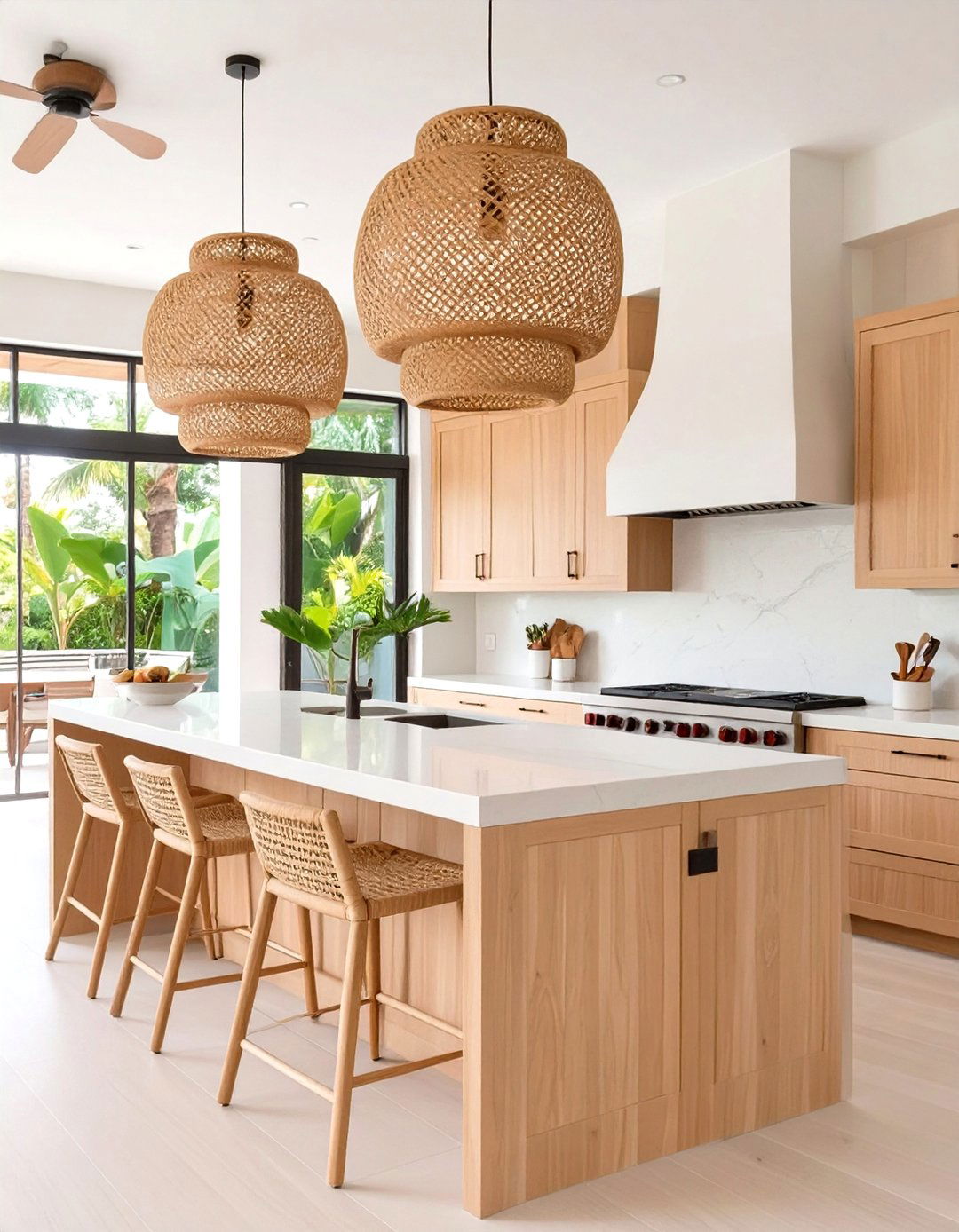 Tropical Kitchen with Bamboo Cabinetry - 30 tropical interior design ideas