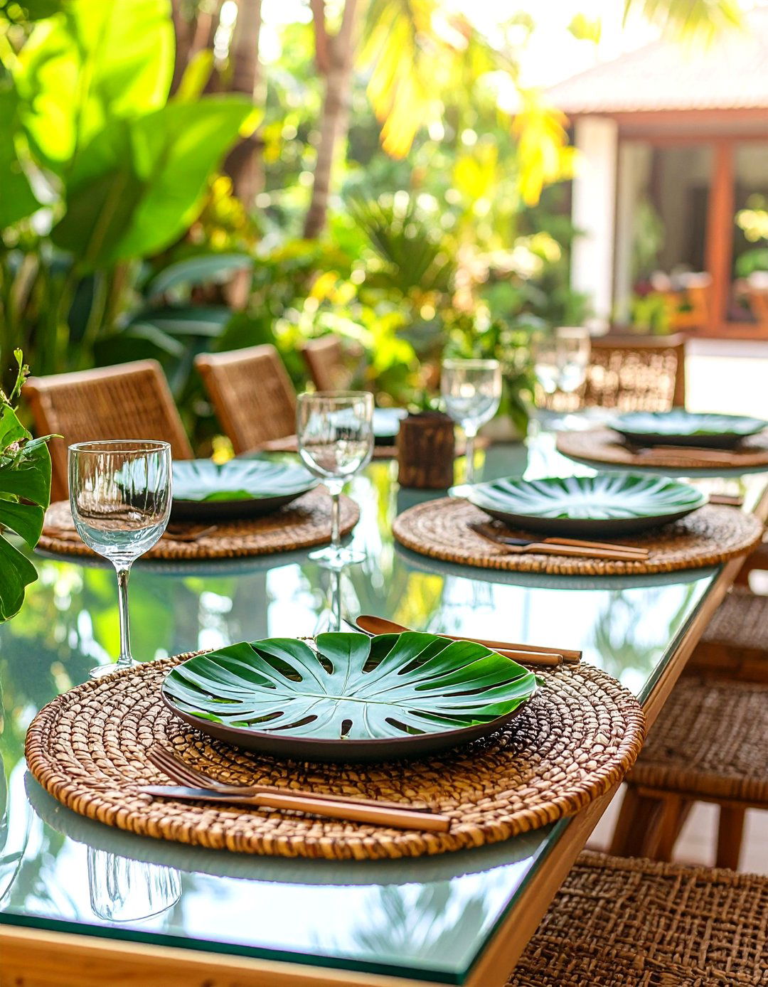 Tropical Leaf Placemats - 30 outdoor table decor ideas