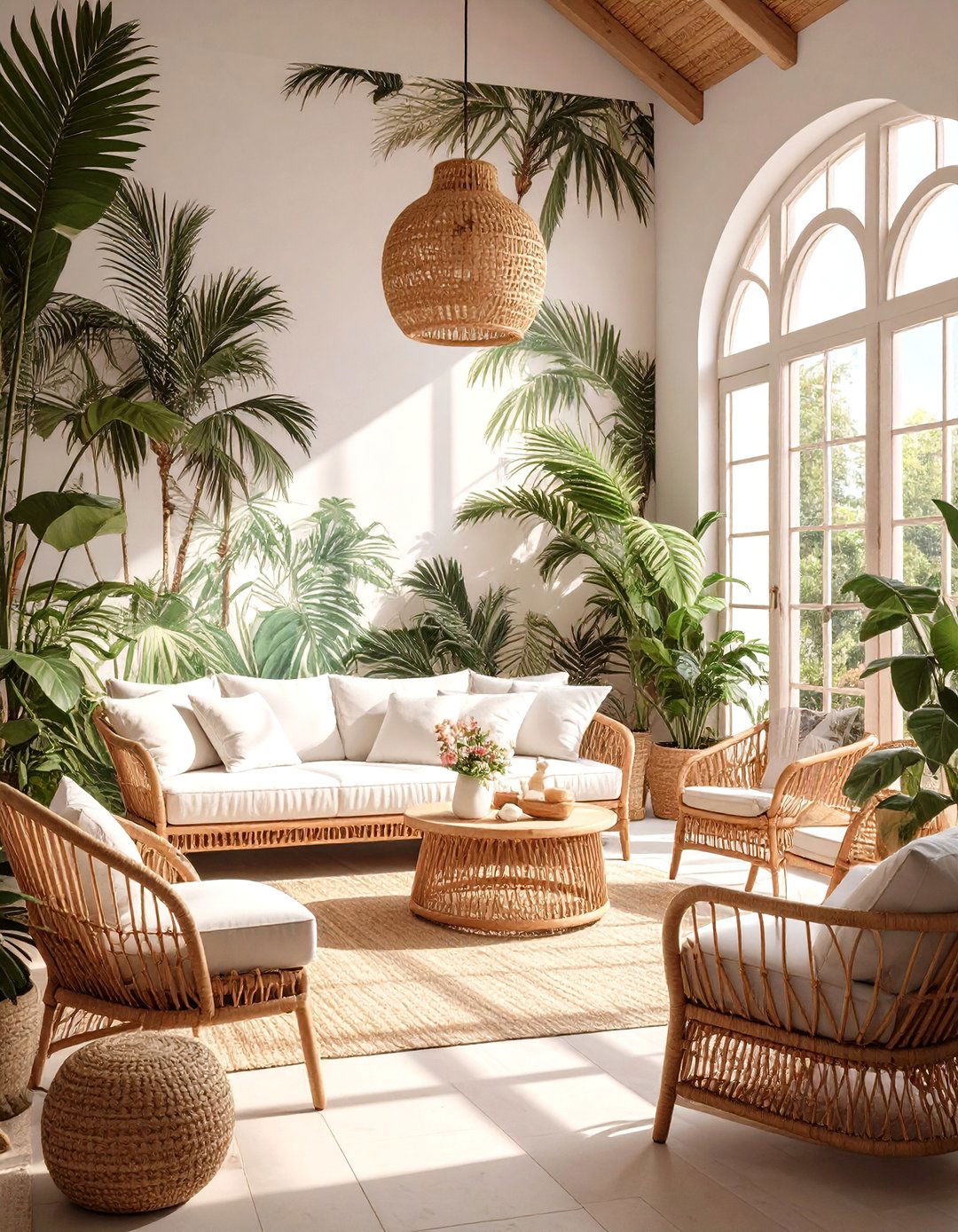 Tropical Leaf Print for a Sunroom - 30 how to use wallpaper in interior design ideas