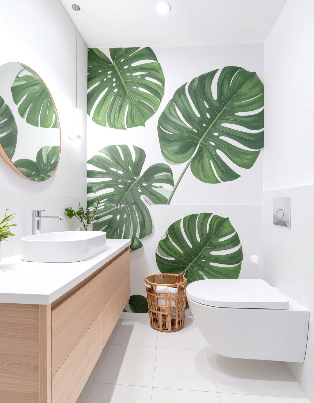 Tropical Leaf Wallpaper - 30 small bathroom bathroom wallpaper ideas