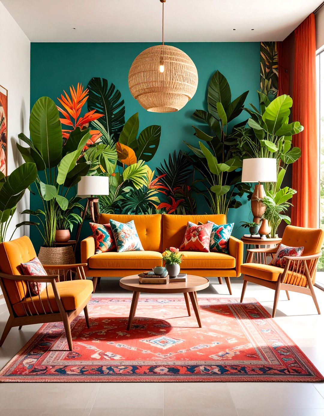 Tropical Maximalist Living Room - 30 living room indoor plants decoration ideas