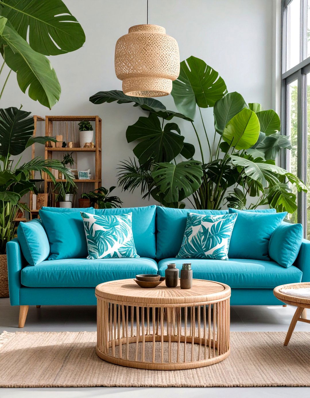 Tropical Modern Living Room - 30 blue couch living room ideas