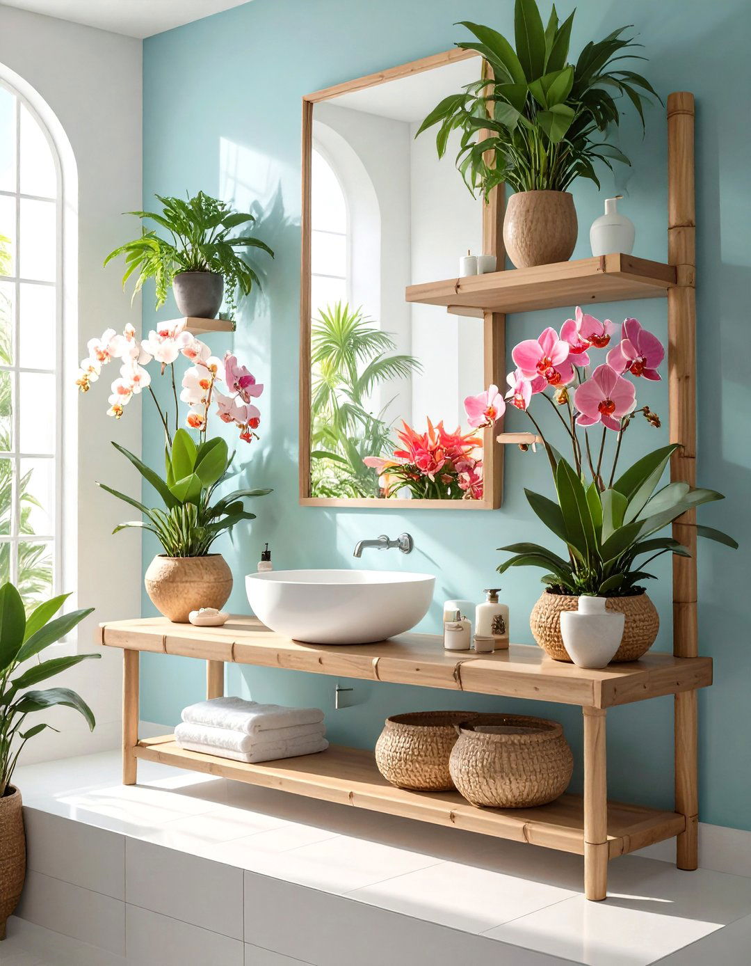 Tropical Oasis Bathroom Shelf - 30 bathroom shelf decor ideas