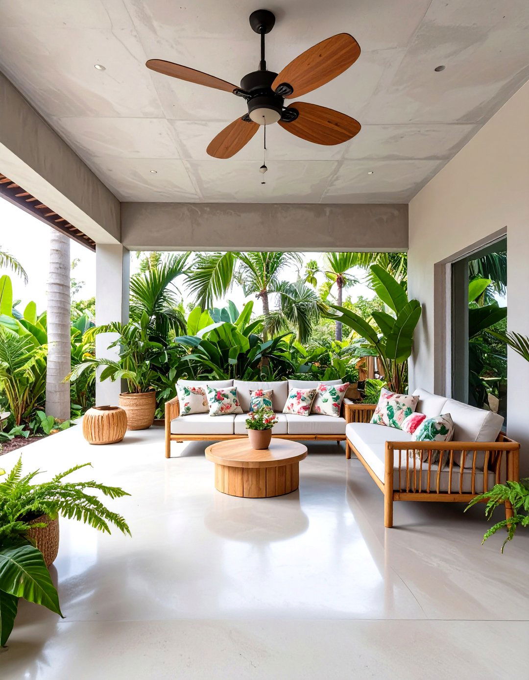 Tropical Oasis Concrete Porch - 30 concrete porch ideas