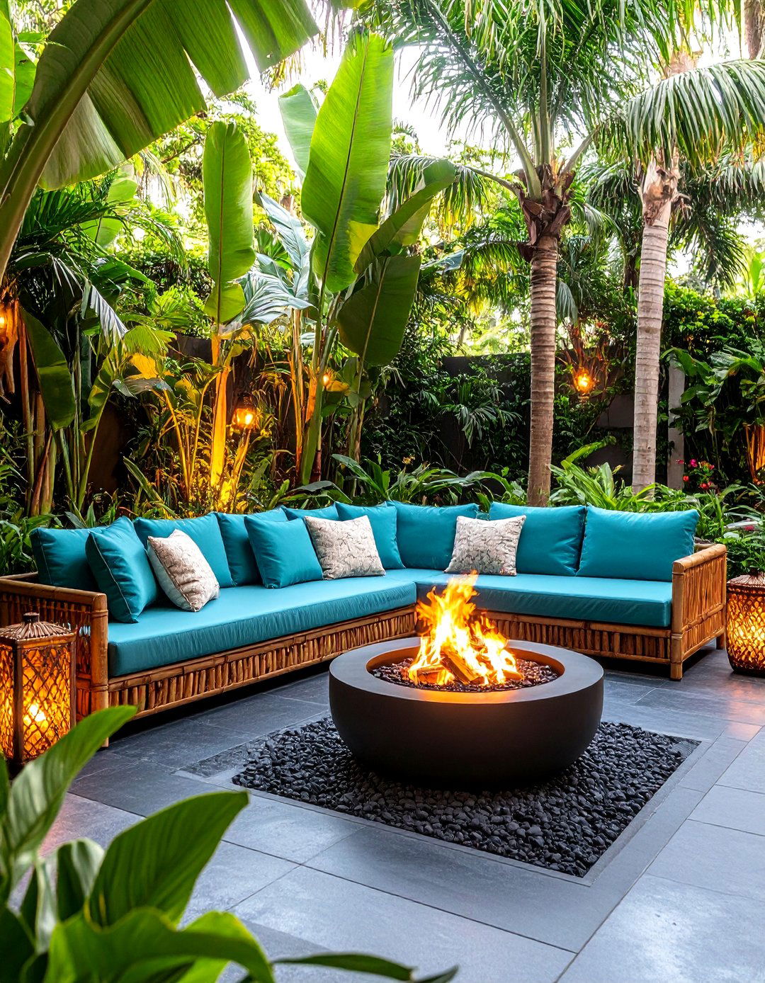 Tropical Oasis Fire Pit - 30 fire pit backyard ideas