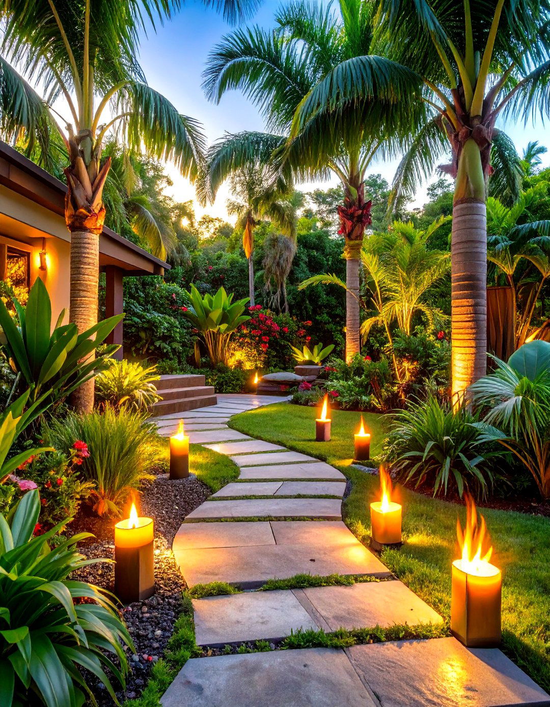 Tropical Oasis Front Yard Palm Tree Landscape - 30 front yard palm tree landscape design ideas