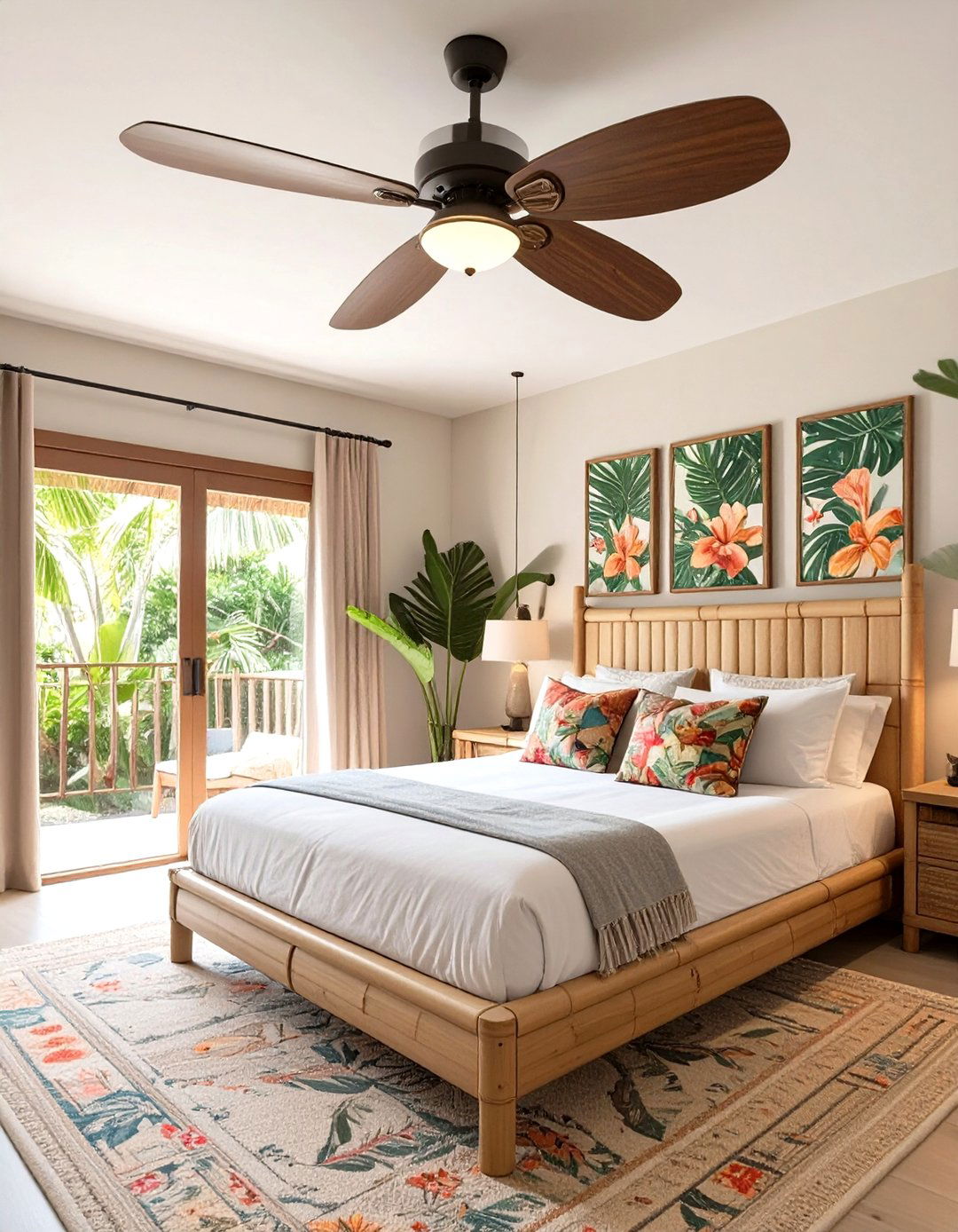 Tropical Palm Leaf Fan Light - 30 bedroom ceiling light ideas