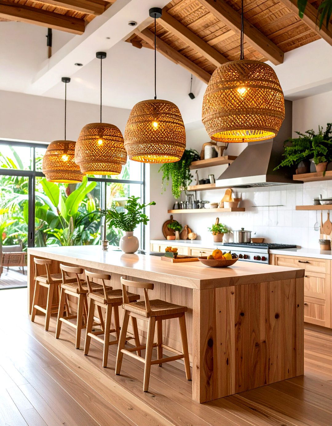 Tropical Paradise Kitchen Bamboo Pendants - 30 kitchen light ideas