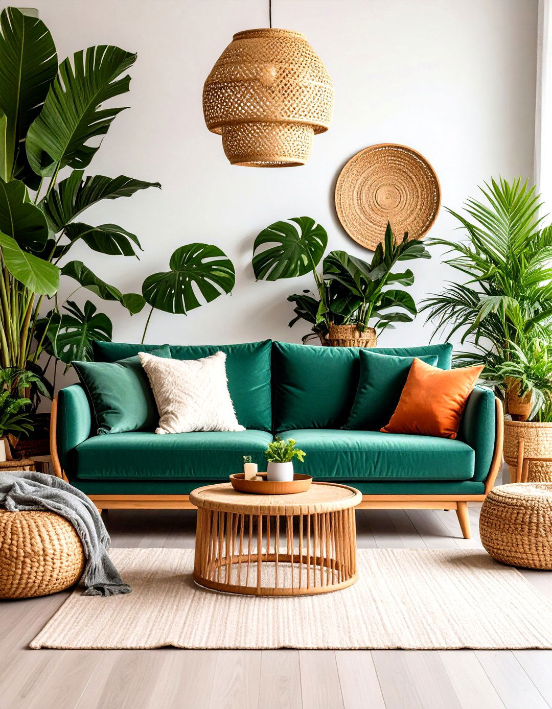 Tropical Paradise Living Room - 30 emerald green sofa living room ideas