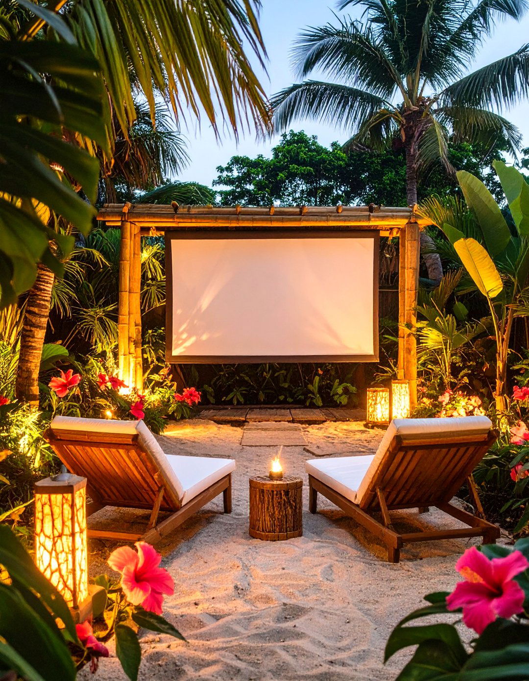 Tropical Paradise Movie Escape - 30 backyard movie night ideas