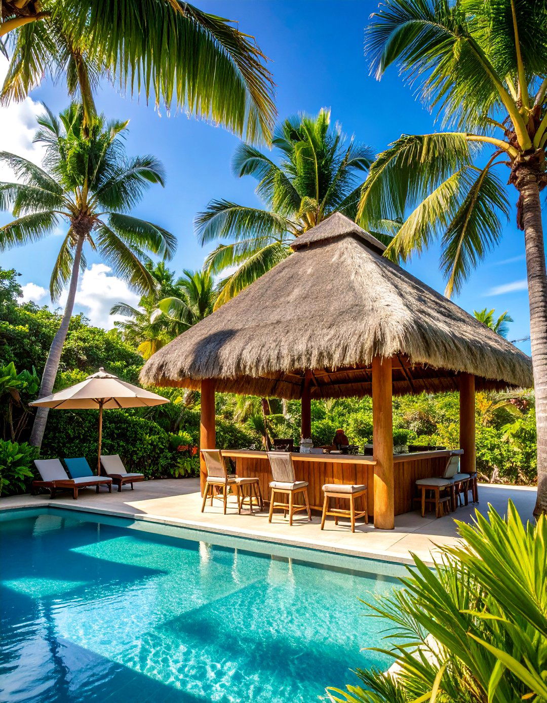 Tropical Paradise Palapa Awning - 30 backyard awning ideas