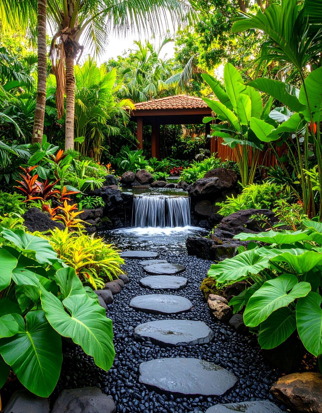 Tropical Paradise with Lava Rock - 30 gravel landscaping ideas