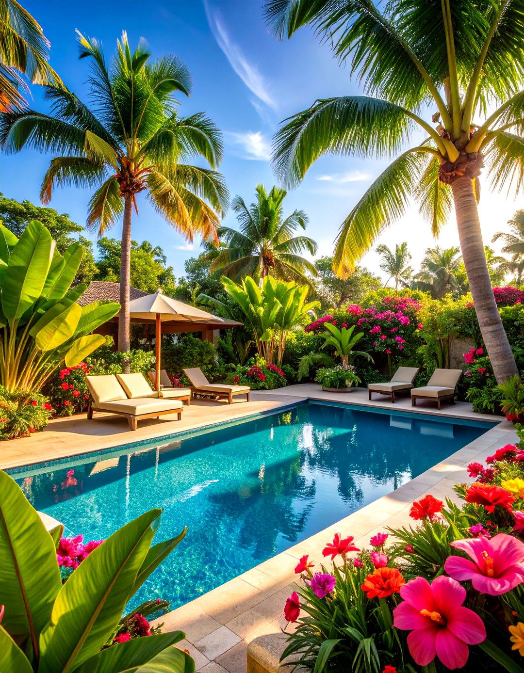 Tropical Paradise with Lush Greenery - 30 pool landscaping design ideas