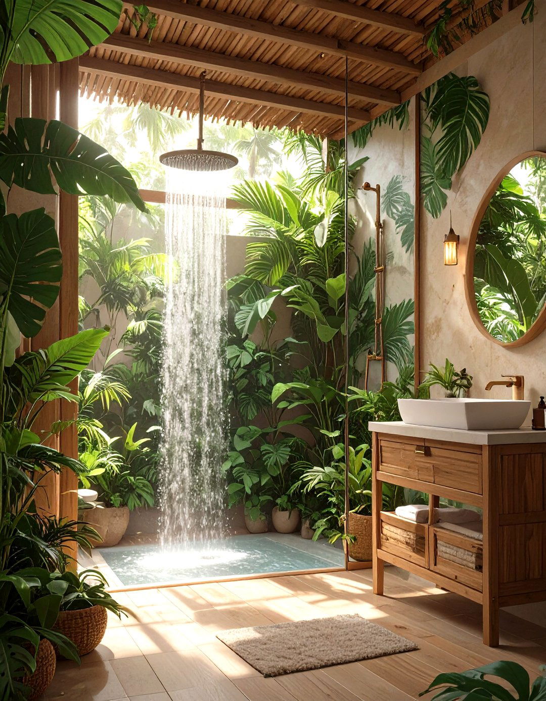 Tropical Themed Bathroom Oasis - 30 interior design pictures ideas