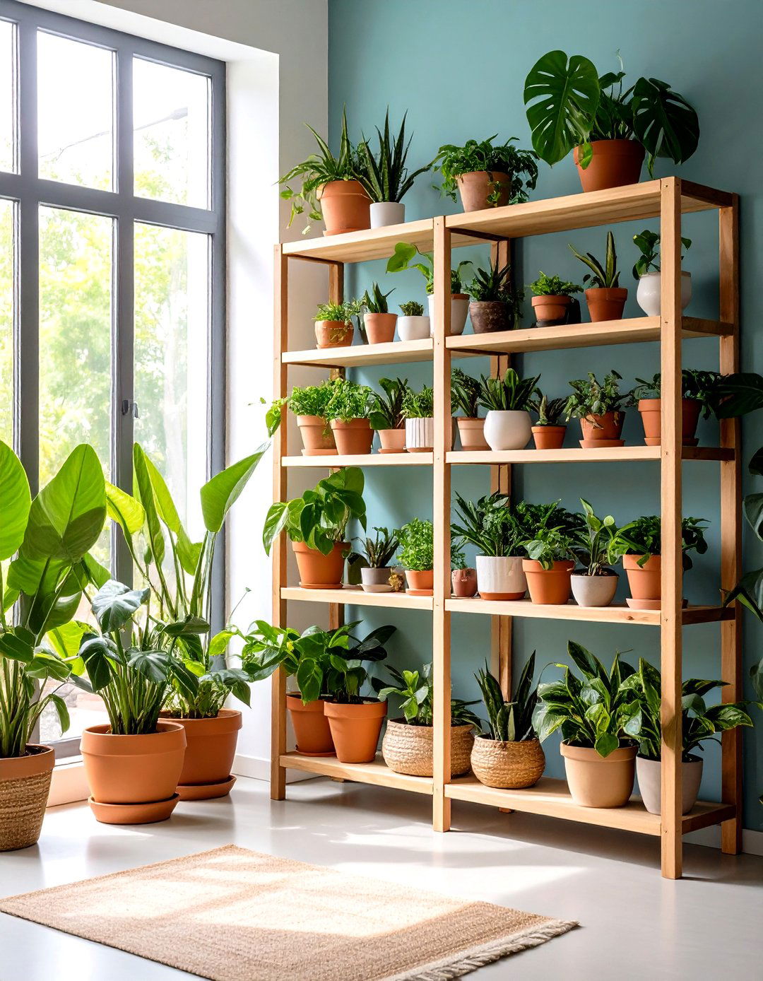 Tropical Themed Living Room Plant Shelves - 30 living room wall shelf decor ideas