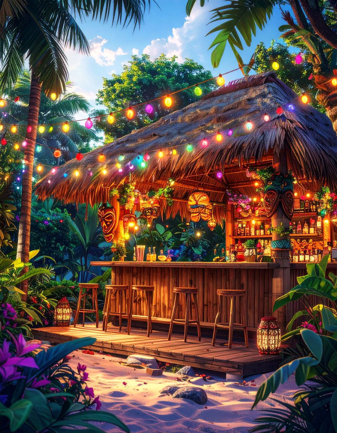 Tropical Tiki Deck Bar - 30 deck bar ideas