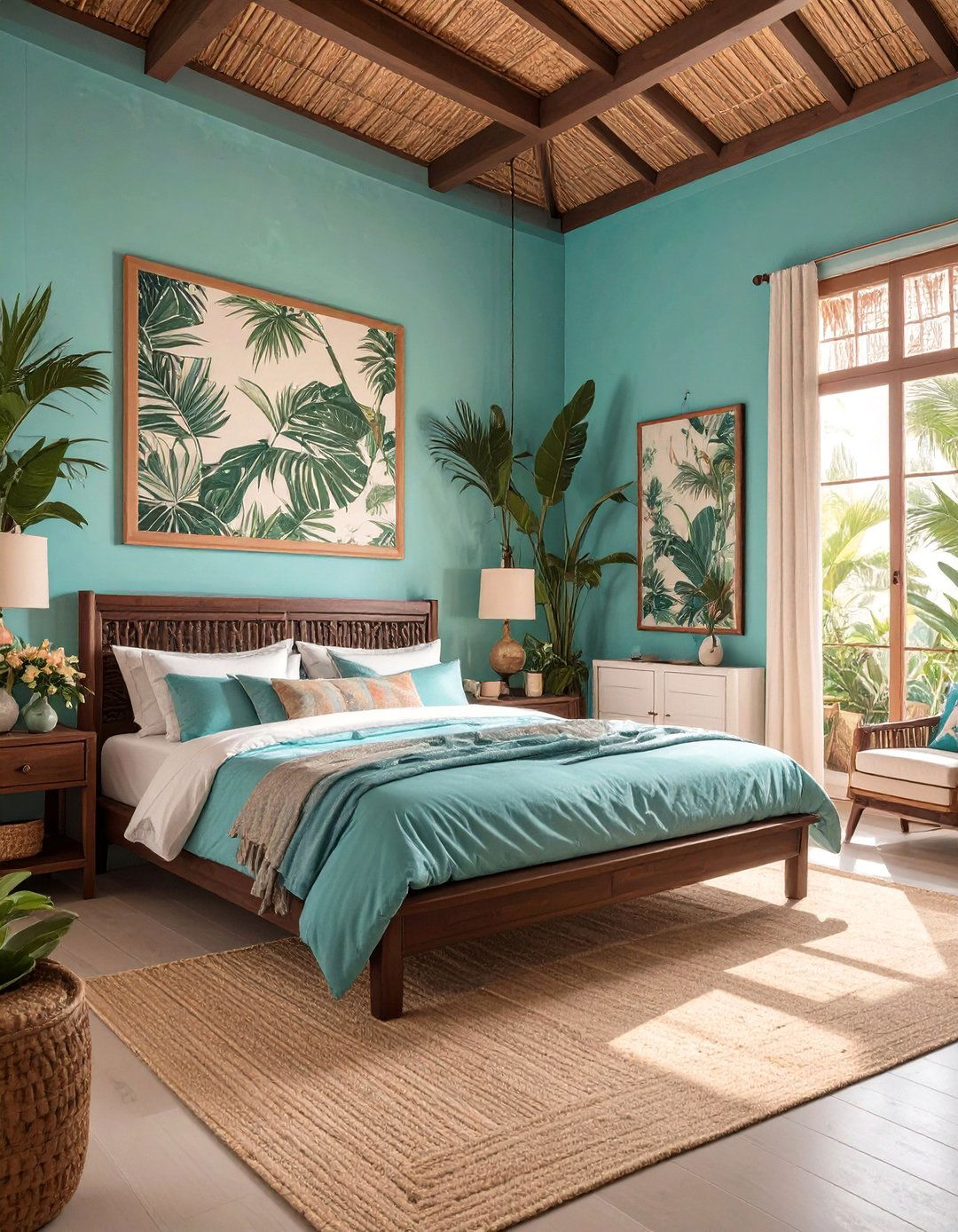 Tropical Turquoise Bedroom - 30 blue bedroom ideas