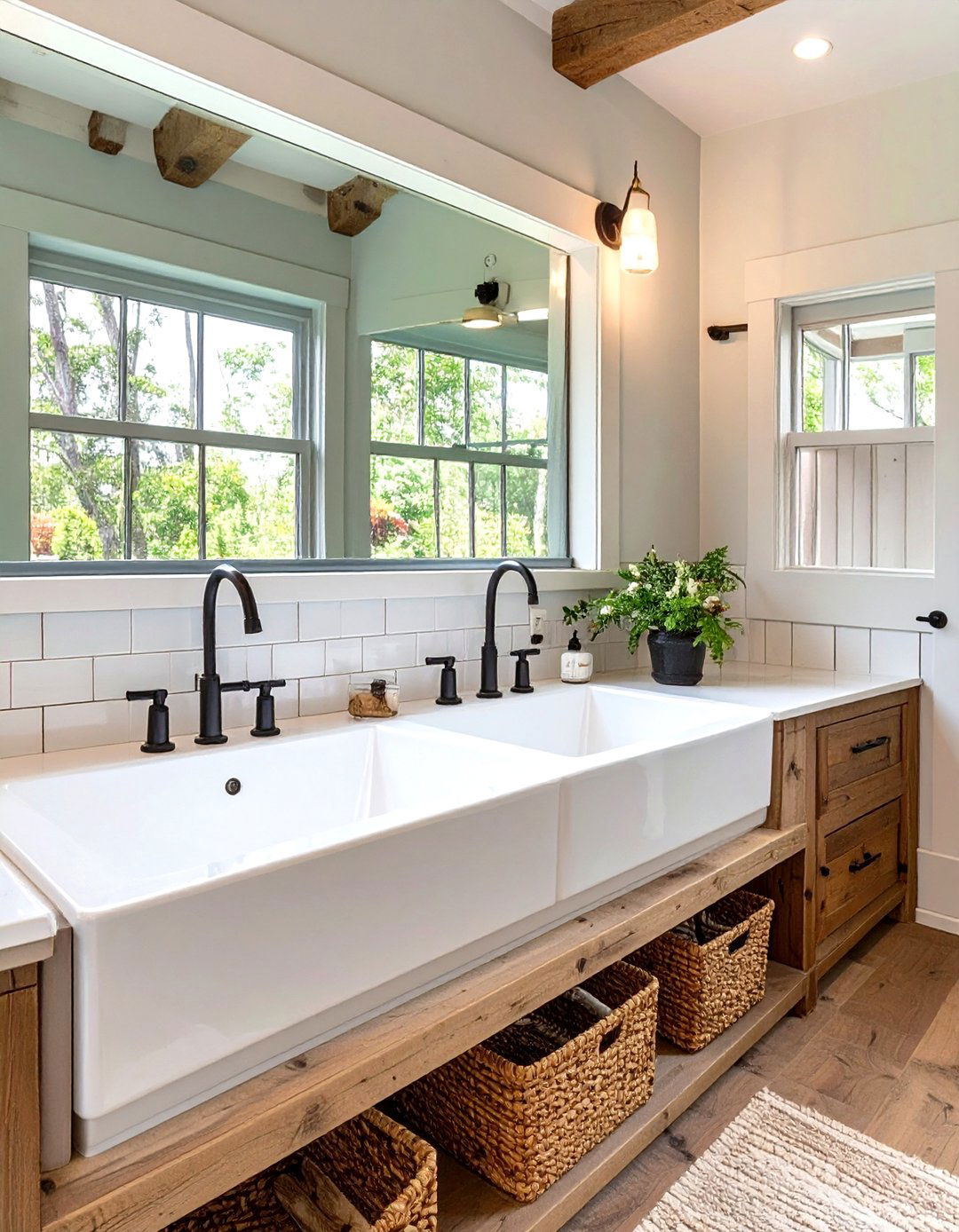 Trough Sink Bathroom - 30 farmhouse bathroom ideas