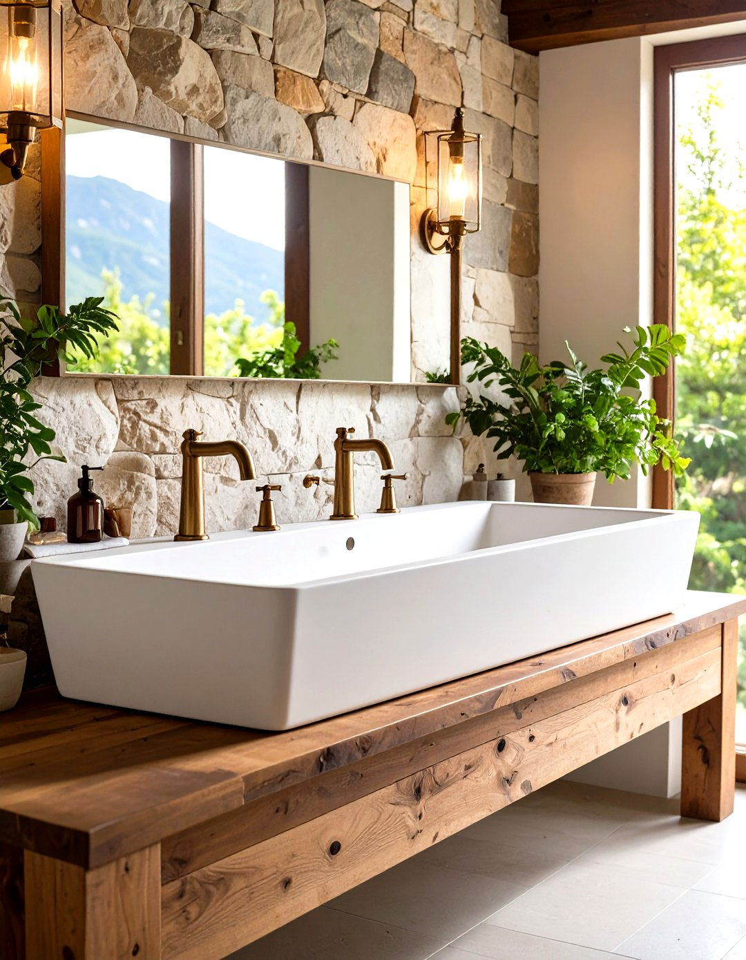 Trough Sink for a Farmhouse Feel - 30 rustic bathroom ideas