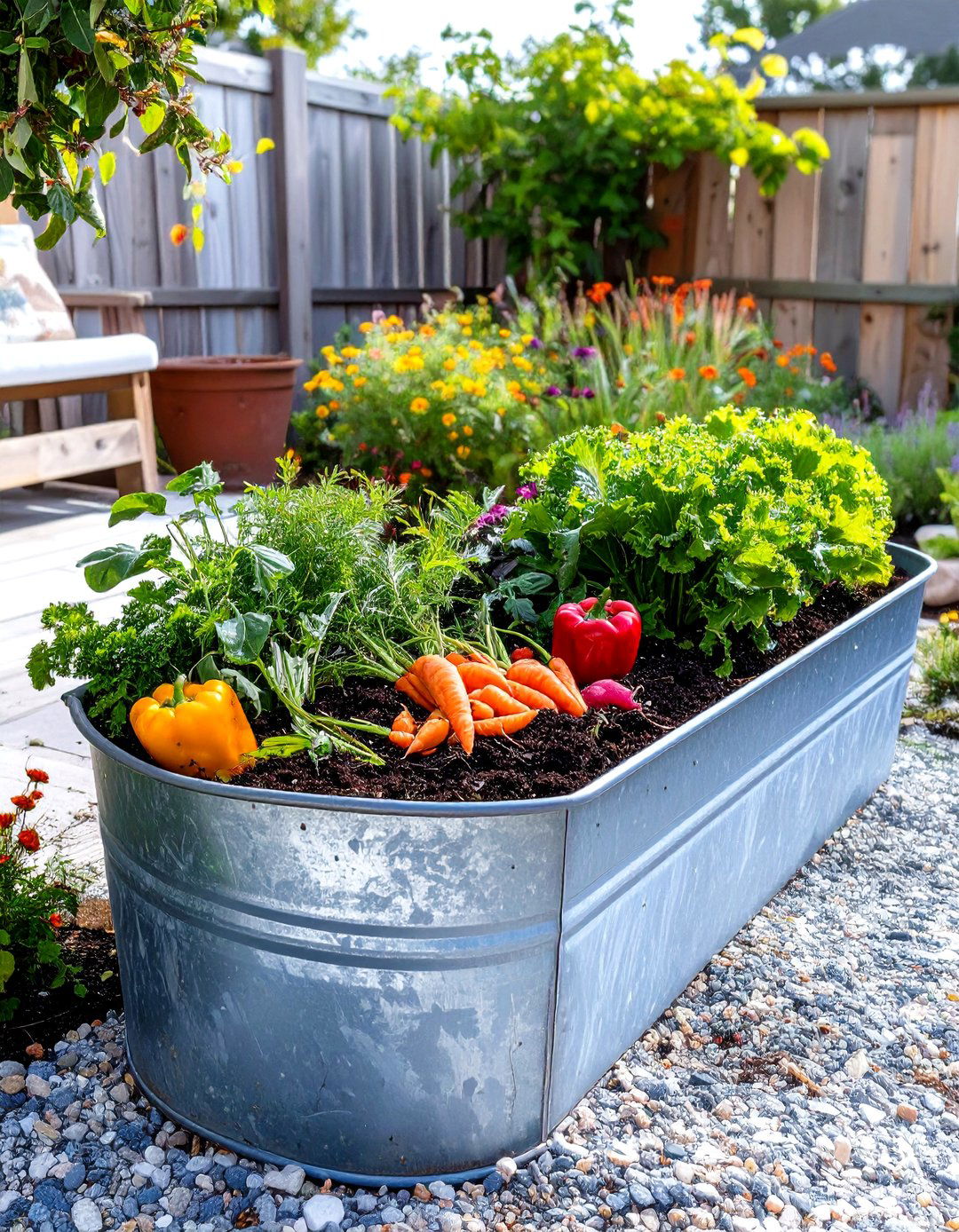 Trough Veggie Garden with Rustic Charm - 30 veggie garden ideas