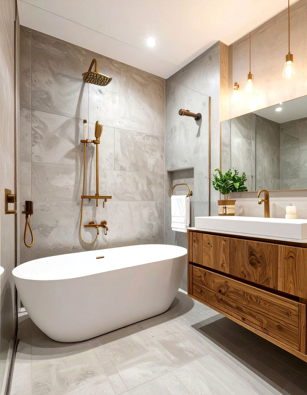 Tub Inside a Concrete Walled Shower - 30 tub in shower bathroom ideas