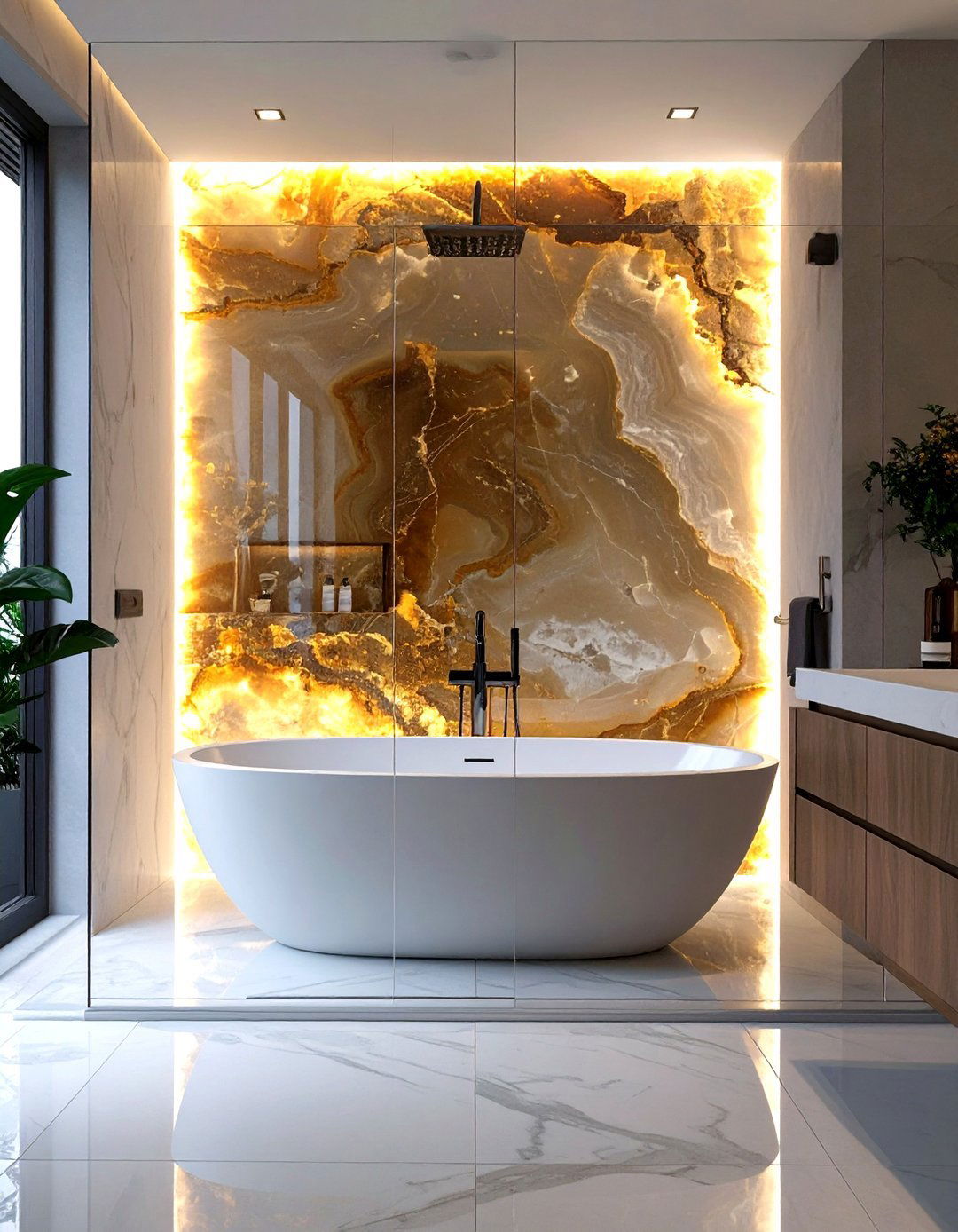 Tub Surrounded by Built in Planters - 30 tub in shower design ideas