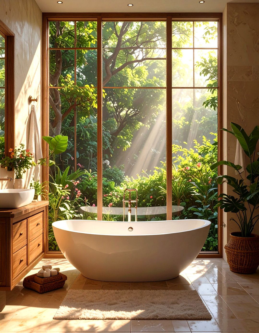 Tub Under a Large Picture Window Inside a Shower - 30 tub in shower bathroom ideas
