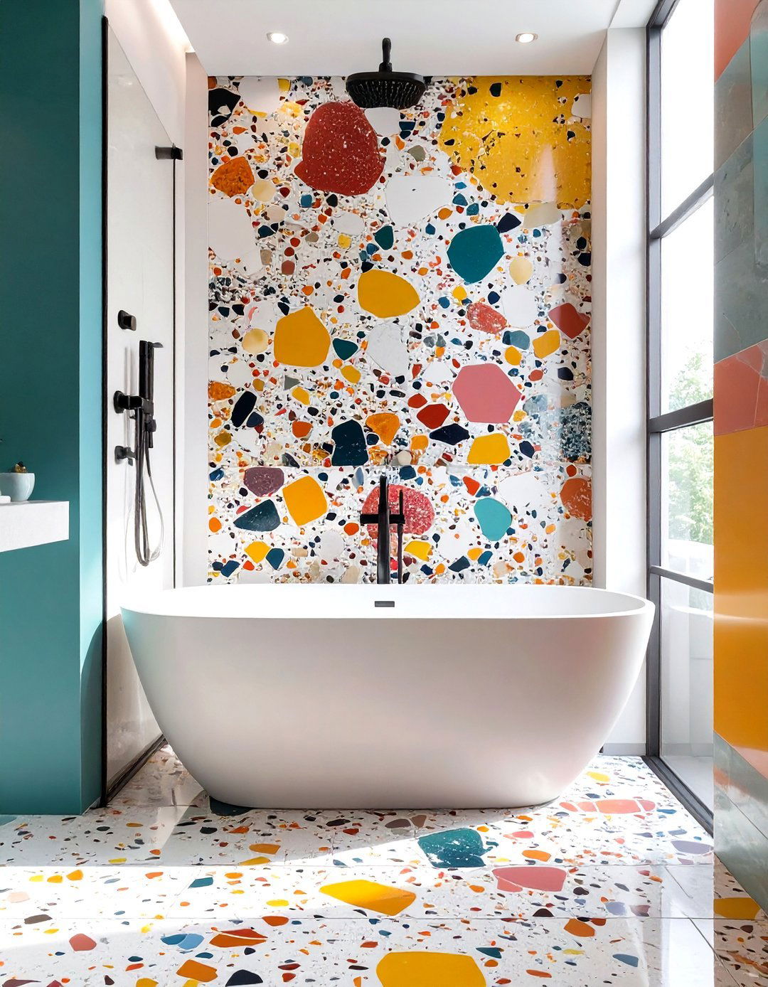 Tub in Shower with Terrazzo Walls and Floor - 30 tub in shower design ideas