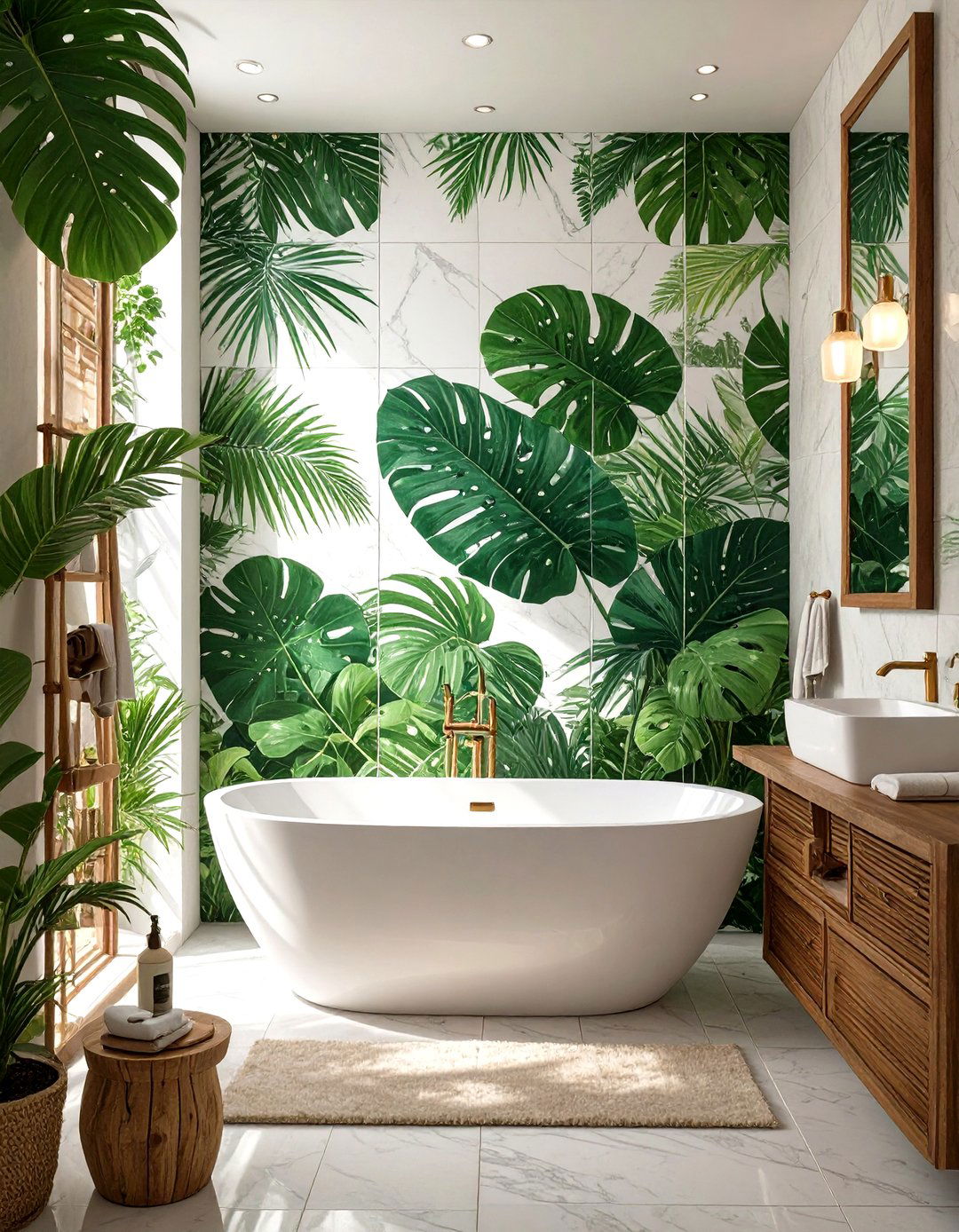 Tub in Shower with a Statement Tile Wall - 30 tub in shower bathroom ideas