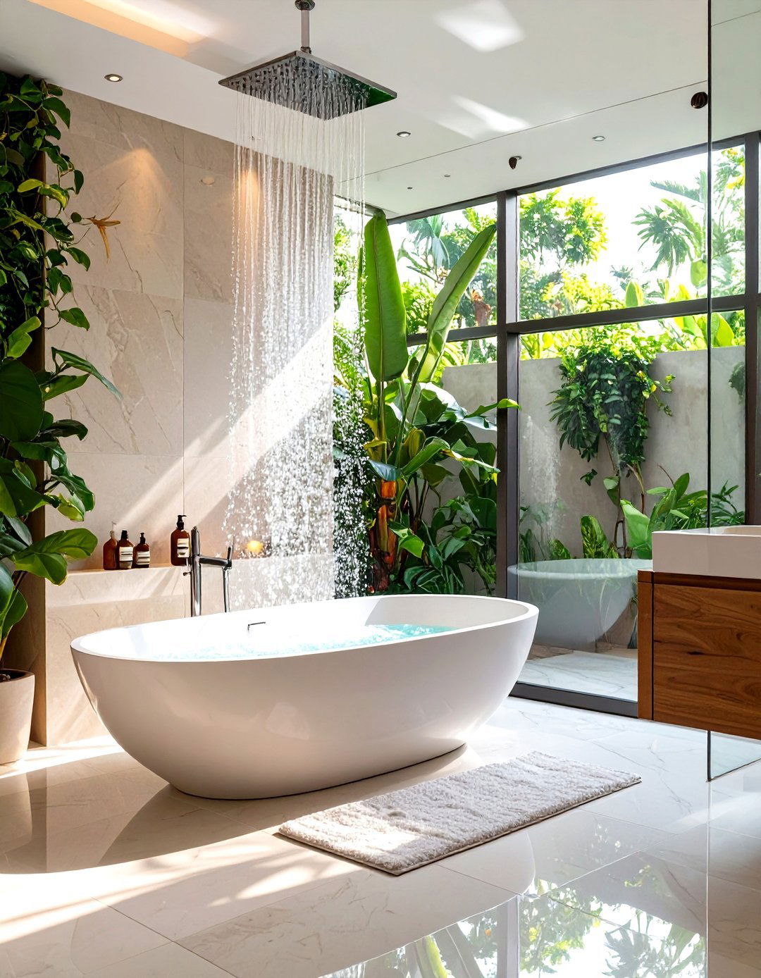 Tub with an Integrated Waterfall Filler - 30 tub in shower design ideas