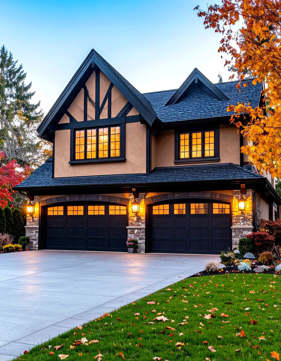 Tudor Style Wrought Iron Fixtures - 30 exterior garage lighting ideas