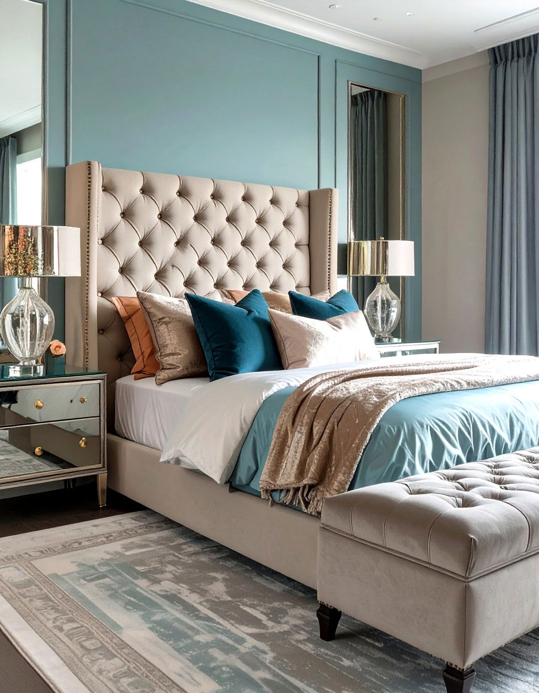 Tufted Everything Bedroom - 30 glam bedroom ideas