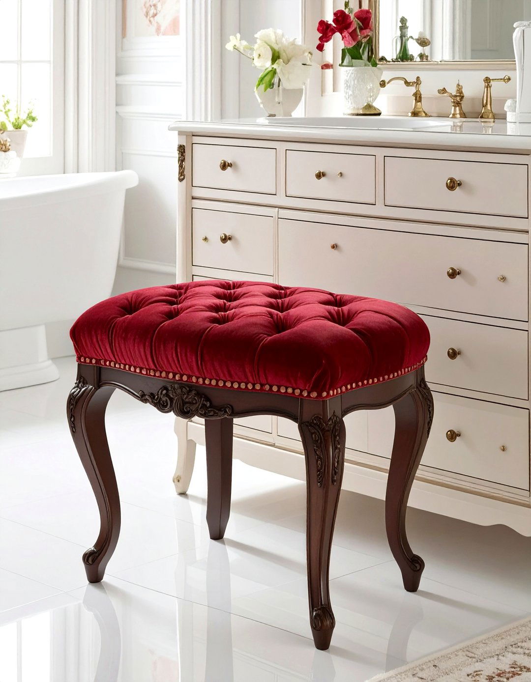 Tufted Upholstered Seating - 30 victorian bathroom ideas