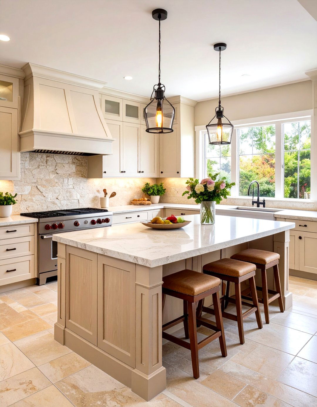 Tumbled Travertine Tile Backsplash - 30 rustic backsplash ideas