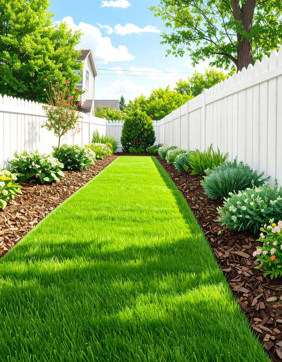Turf Border Along a Fence or Wall - 30 small backyard turf ideas