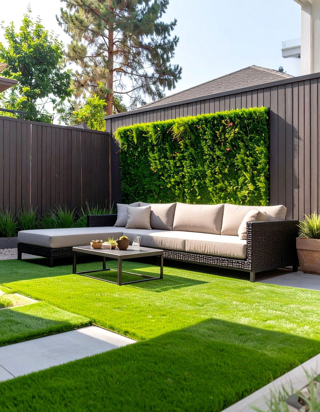 Turf Wall for a Vertical Garden - 30 small backyard turf ideas