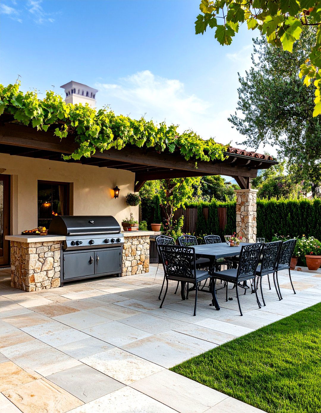 Tuscan Vineyard BBQ Terrace - 30 backyard bbq ideas